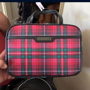 Victoria's Secret Red and Green Plaid Cosmetic Bag